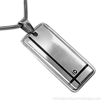 Stainless steel pendants with rectangle shape and black enamel